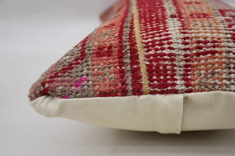 12x24 Red Cushion Cover, Turkish Rugs Pillow Case, Boho Pillow, Farmhouse Pillow Sham, Pillow Case, Antique Pillows, Kilim Cushion Sham - 5