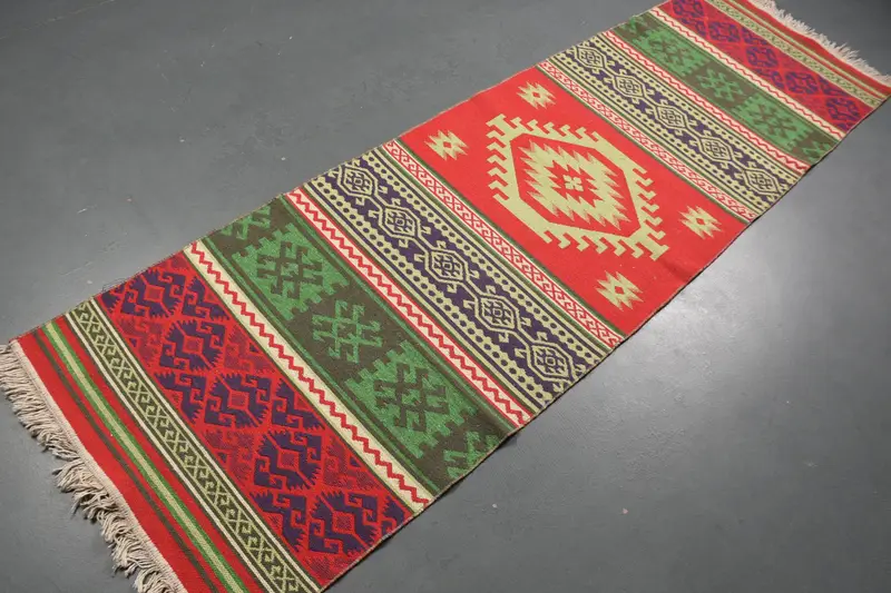 2,5x8,3 ft türkischer Teppich, Teppich, roter Orientteppich aus Wolle - 1