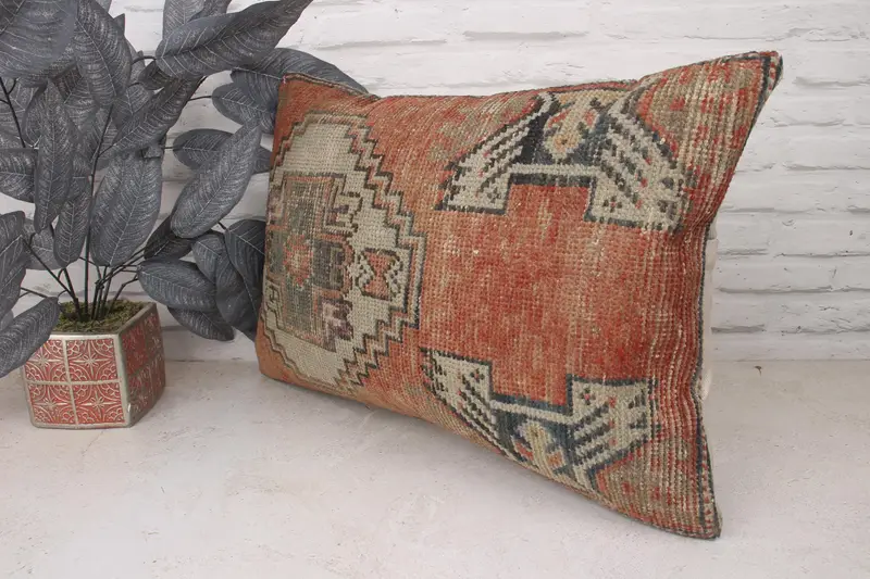Pillow Case, Customized Pillow Sham, Authentic Cushion Cover, 16x24 Red Cushion, Boho Pillow Sham Cover, Throw Kilim Pillow, Gift Pillow - 4