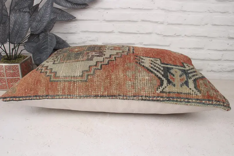 Pillow Case, Customized Pillow Sham, Authentic Cushion Cover, 16x24 Red Cushion, Boho Pillow Sham Cover, Throw Kilim Pillow, Gift Pillow - 5