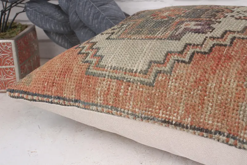 Pillow Case, Customized Pillow Sham, Authentic Cushion Cover, 16x24 Red Cushion, Boho Pillow Sham Cover, Throw Kilim Pillow, Gift Pillow - 6