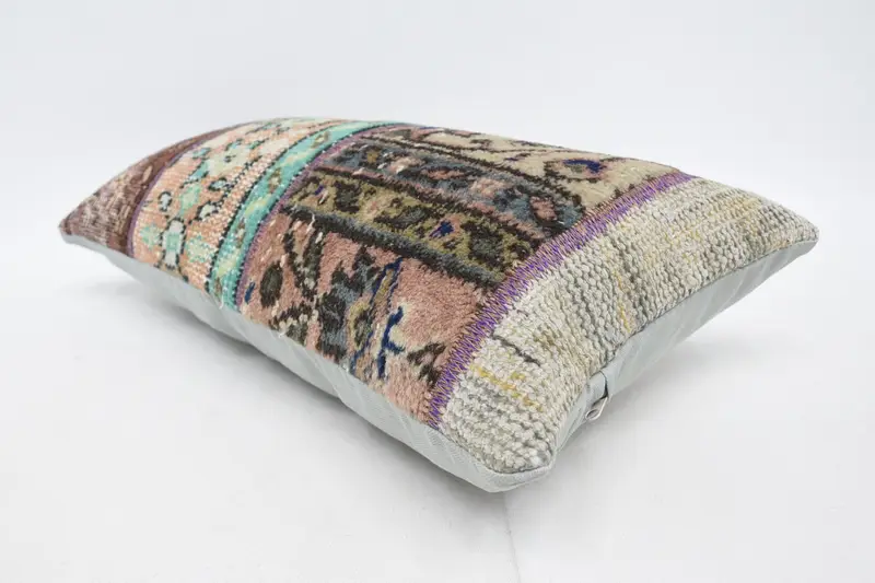 Pillow for Sofa, Indoor Pillow, Handmade Rug Seat Pillow Case, Kilim Cushion Sham, 12x24 Beige Cushion, Pillow, Antique Pillows, Pet Pillow Cover - 6