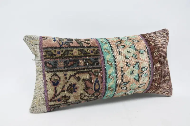 Pillow for Sofa, Indoor Pillow, Handmade Rug Seat Pillow Case, Kilim Cushion Sham, 12x24 Beige Cushion, Pillow, Antique Pillows, Pet Pillow Cover - 3