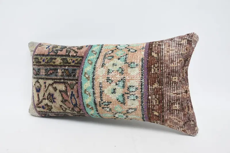 Pillow for Sofa, Indoor Pillow, Handmade Rug Seat Pillow Case, Kilim Cushion Sham, 12x24 Beige Cushion, Pillow, Antique Pillows, Pet Pillow Cover - 4