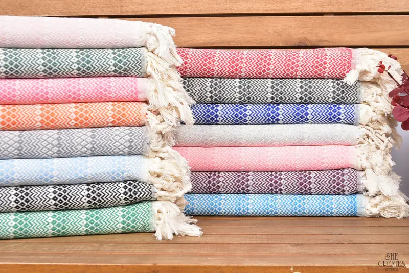 70x38 Cotton Diamond Towel, Bachelorette Towel, Cotton towel, Grandma Gift, Bridemaids Beach Towel, Personalized Wedding Gift, Organic Turkish towel - 1
