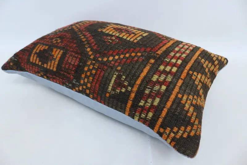 Tribal Pillow, Home Decor Pillow, Throw Kilim Pillow, Pillow Sham, 16x24 Brown Pillow, Traditional Pillow Sham, Boho Pillow Sham Cover - 6