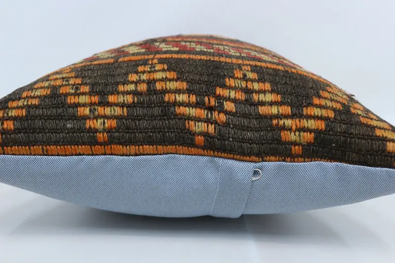 Tribal Pillow, Home Decor Pillow, Throw Kilim Pillow, Pillow Sham, 16x24 Brown Pillow, Traditional Pillow Sham, Boho Pillow Sham Cover - 5