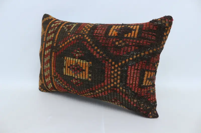 Tribal Pillow, Home Decor Pillow, Throw Kilim Pillow, Pillow Sham, 16x24 Brown Pillow, Traditional Pillow Sham, Boho Pillow Sham Cover - 4