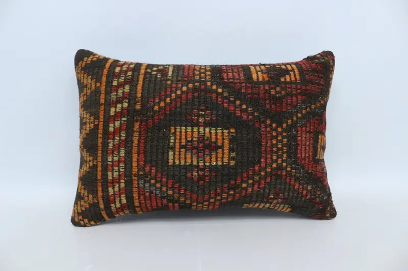 Tribal Pillow, Home Decor Pillow, Throw Kilim Pillow, Pillow Sham, 16x24 Brown Pillow, Traditional Pillow Sham, Boho Pillow Sham Cover - 1