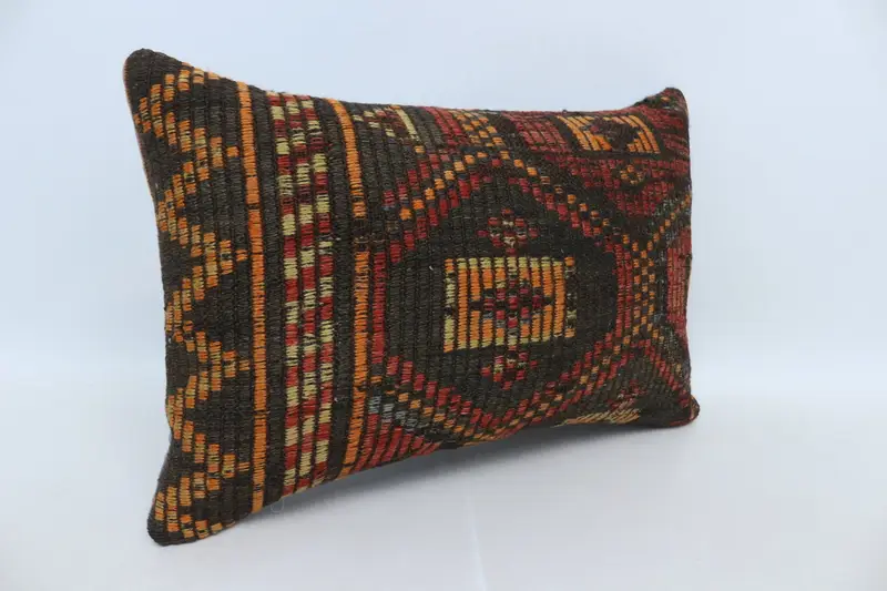 Tribal Pillow, Home Decor Pillow, Throw Kilim Pillow, Pillow Sham, 16x24 Brown Pillow, Traditional Pillow Sham, Boho Pillow Sham Cover - 3