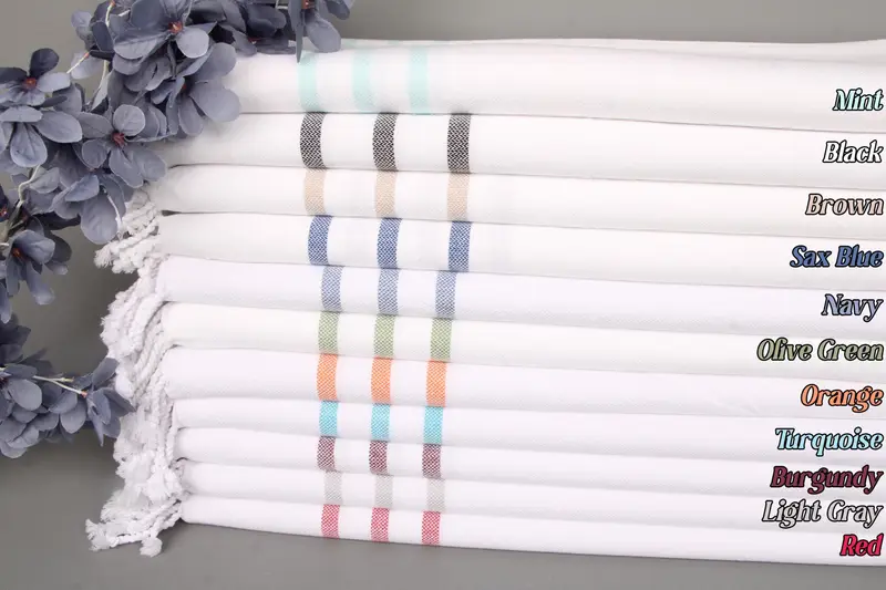 Personalized Hand Towel Cotton Striped, 24x40 Inches, Organic/Recycled