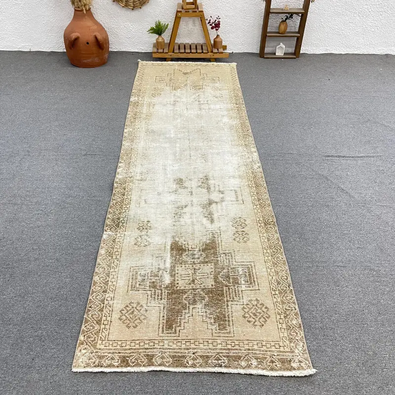 Elegante alfombra oriental beige, 9x10,5 pies Beige y marrón
