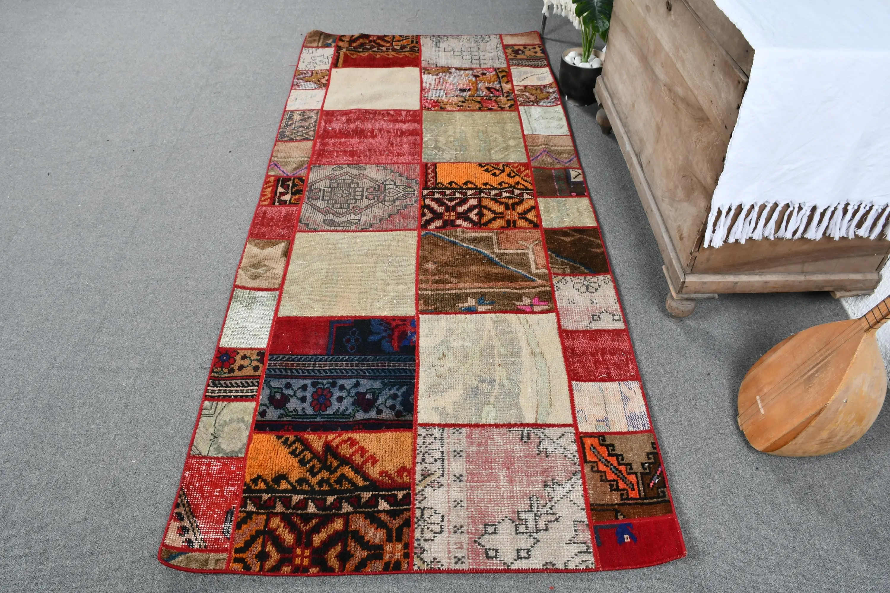 Teppich mit Tiermotiv in Rot und Grün, 90 x 200 cm - 1