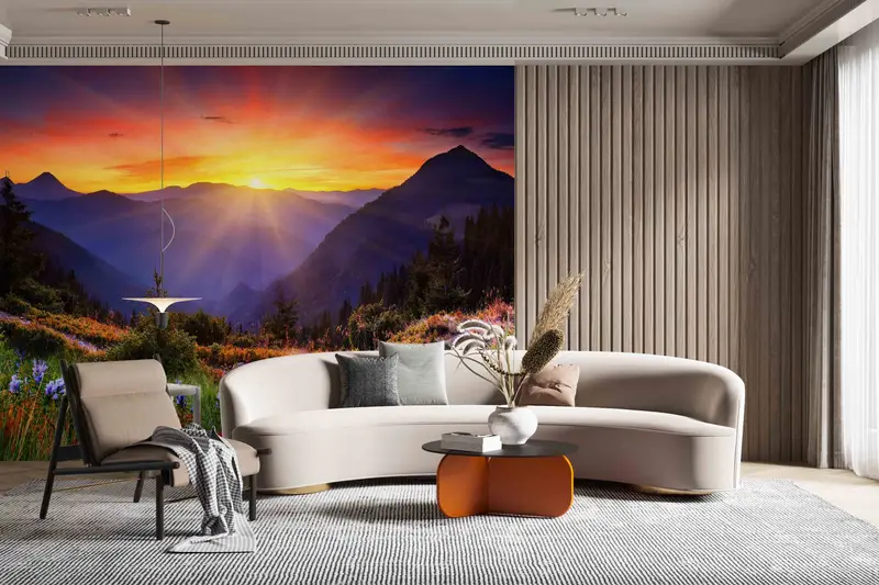 Nature View Paper Art, Sunrise View Digital Paper, View Wall Poster, Mountain Landscape Wall Print, Wallpaper Mural Art, Nature Landscape, - 5
