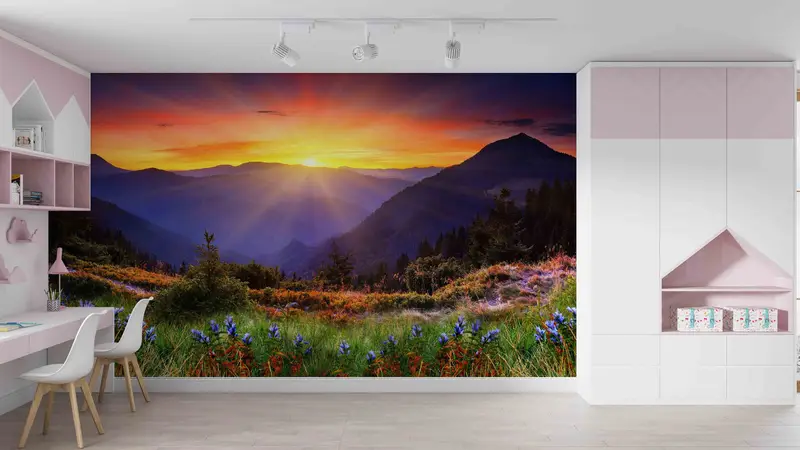 Nature View Paper Art, Sunrise View Digital Paper, View Wall Poster, Mountain Landscape Wall Print, Wallpaper Mural Art, Nature Landscape, - 10