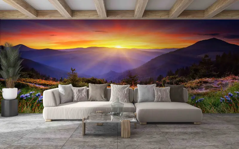 Nature View Paper Art, Sunrise View Digital Paper, View Wall Poster, Mountain Landscape Wall Print, Wallpaper Mural Art, Nature Landscape, - 4
