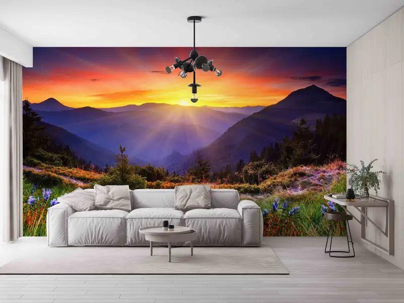 Nature View Paper Art, Sunrise View Digital Paper, View Wall Poster, Mountain Landscape Wall Print, Wallpaper Mural Art, Nature Landscape, - 3