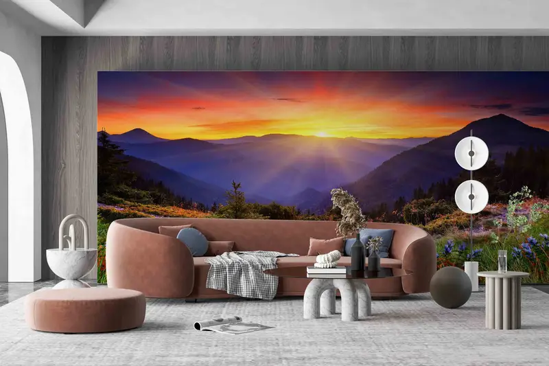 Nature View Paper Art, Sunrise View Digital Paper, View Wall Poster, Mountain Landscape Wall Print, Wallpaper Mural Art, Nature Landscape, - 6