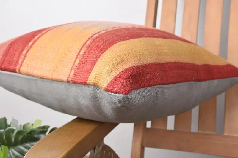 Gift Pillow, Cushion Cover, Rustic Pillow Case, Kilim Pillow Cover, Vintage Kilim Pillow, Ethnic Pillow Sham, 16x16 Red Cushion - 6