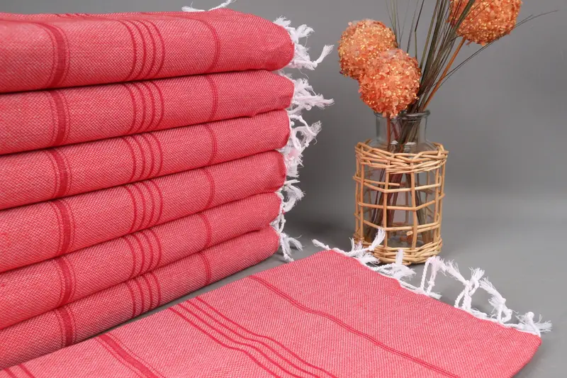 Personalized Turkish Beach Towel, Red-Dark Red, Striped, 40x71 Inches