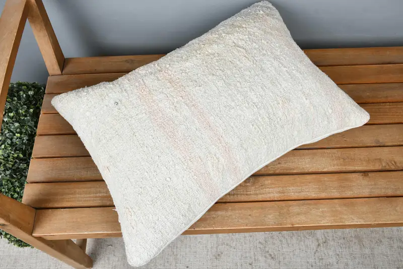 Neutral Pillow Case, Pillow Case, Floor Pillow Cover, Interior Designer Pillow, 16x24 Beige Cushion Cover, Kilim Cushion Sham, Turkish Kilim Pillow - 2