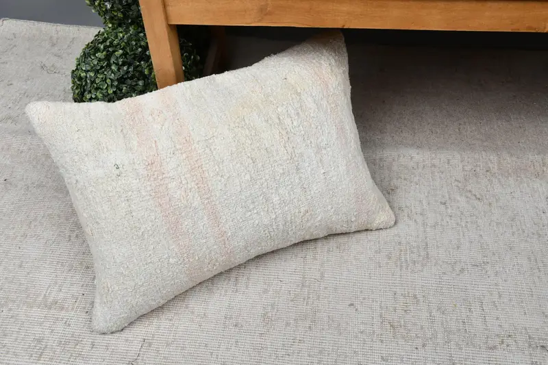 Neutral Pillow Case, Pillow Case, Floor Pillow Cover, Interior Designer Pillow, 16x24 Beige Cushion Cover, Kilim Cushion Sham, Turkish Kilim Pillow - 7