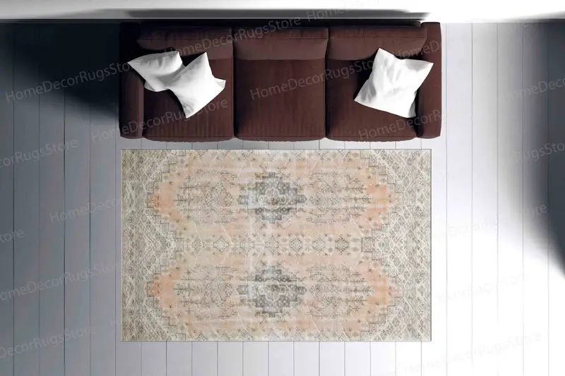 Orange-brauner Medaillon-bedruckter Teppich: Sanfte Töne, geometrisches Design