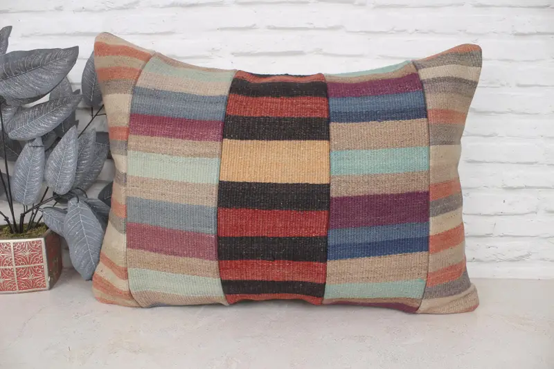 Boho Pillow Sham Cover, Tapestry Pillow Sham, Vintage Pillow, 20x28 Blue Cushion, Natural Pillow, Cushion, Interior Designer Pillow - 1