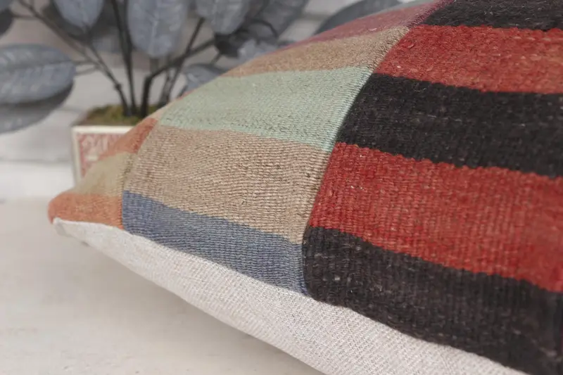 Boho Pillow Sham Cover, Tapestry Pillow Sham, Vintage Pillow, 20x28 Blue Cushion, Natural Pillow, Cushion, Interior Designer Pillow - 7