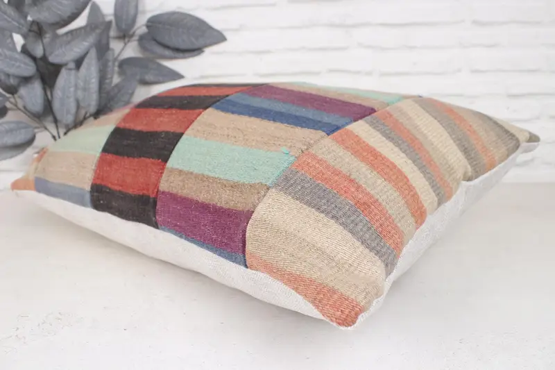 Boho Pillow Sham Cover, Tapestry Pillow Sham, Vintage Pillow, 20x28 Blue Cushion, Natural Pillow, Cushion, Interior Designer Pillow - 6
