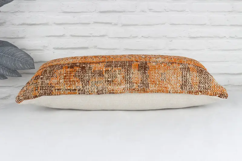 Vintage Kilim Pillow, Vintage Kilim Pillow Pillow Case, Cushion Cover, 12x24 Orange Pillow Case, Turkish Pillow, Pillow for Sofa - 6