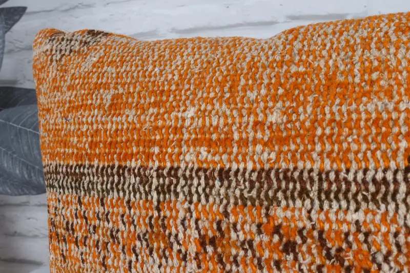 Vintage Kilim Pillow, Vintage Kilim Pillow Pillow Case, Cushion Cover, 12x24 Orange Pillow Case, Turkish Pillow, Pillow for Sofa - 5