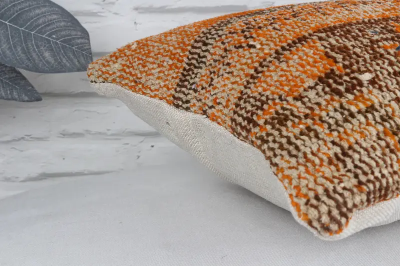 Vintage Kilim Pillow, Vintage Kilim Pillow Pillow Case, Cushion Cover, 12x24 Orange Pillow Case, Turkish Pillow, Pillow for Sofa - 8