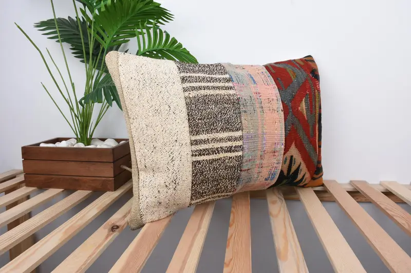 Pillow, Decorative Bolster Cushion Cover, Tribal Cushion Case, Throw Kilim Pillow, Vintage Kilim Throw Pillow, Gift Pillow, 16x24 Beige Pillow Cover - 4