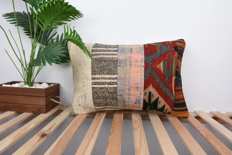 Pillow, Decorative Bolster Cushion Cover, Tribal Cushion Case, Throw Kilim Pillow, Vintage Kilim Throw Pillow, Gift Pillow, 16x24 Beige Pillow Cover - 1