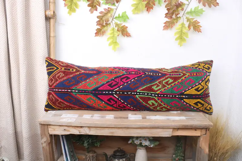 12x36 Blue Cushion Cover, Vintage Kilim Pillow, Kilim Pillow, Gift Pillow, Turkish Corner Cushion Cover, Pillow Cover, Office Chair Pillow - 1