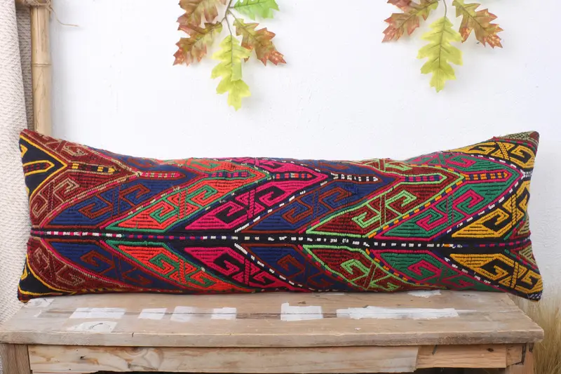12x36 Blue Cushion Cover, Vintage Kilim Pillow, Kilim Pillow, Gift Pillow, Turkish Corner Cushion Cover, Pillow Cover, Office Chair Pillow - 2