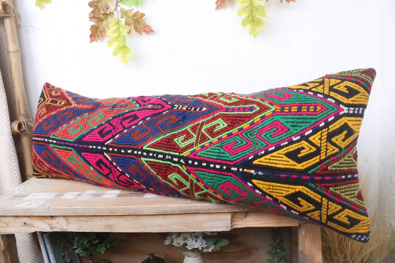 12x36 Blue Cushion Cover, Vintage Kilim Pillow, Kilim Pillow, Gift Pillow, Turkish Corner Cushion Cover, Pillow Cover, Office Chair Pillow - 4
