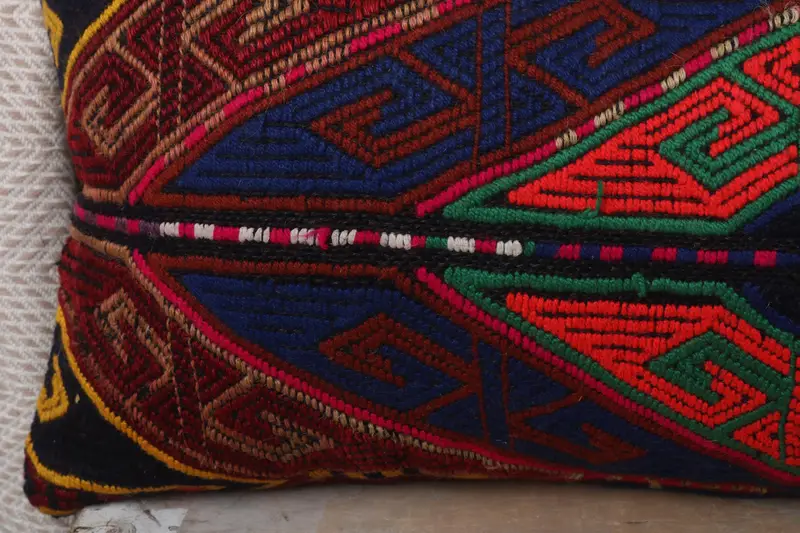 12x36 Blue Cushion Cover, Vintage Kilim Pillow, Kilim Pillow, Gift Pillow, Turkish Corner Cushion Cover, Pillow Cover, Office Chair Pillow - 3