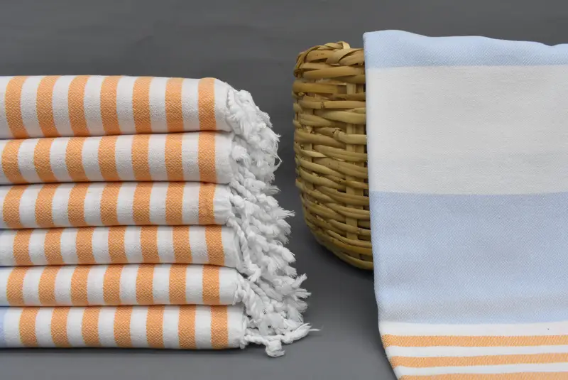 Beach Towel Monogram Turkish Cotton Blue Stripes, 70x40 Inches