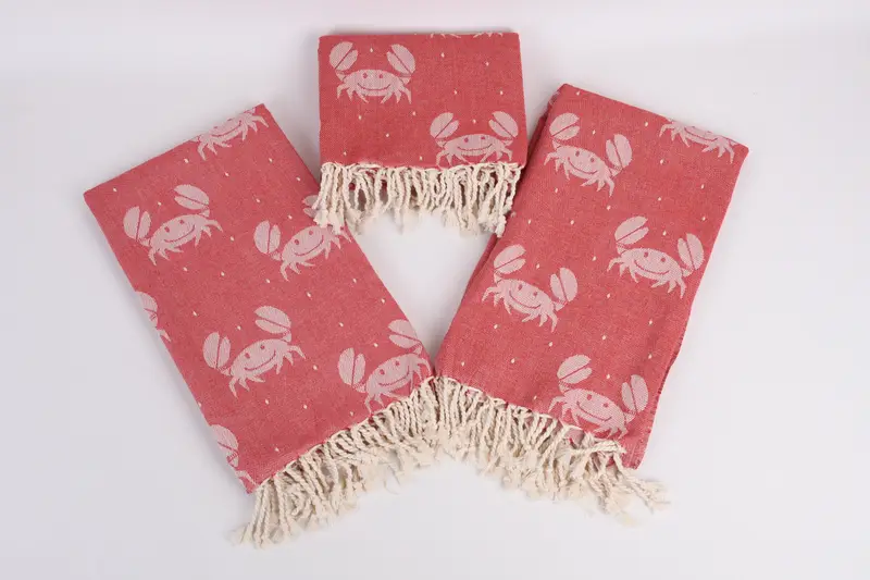 Personalized Gift, 68x40 Cotton Crab Design Towel, Beach towel, Beach Towel Gift, Luxury Turkish peshtemal beach towel, Gym Towel, Bridesmaid Favors - 7