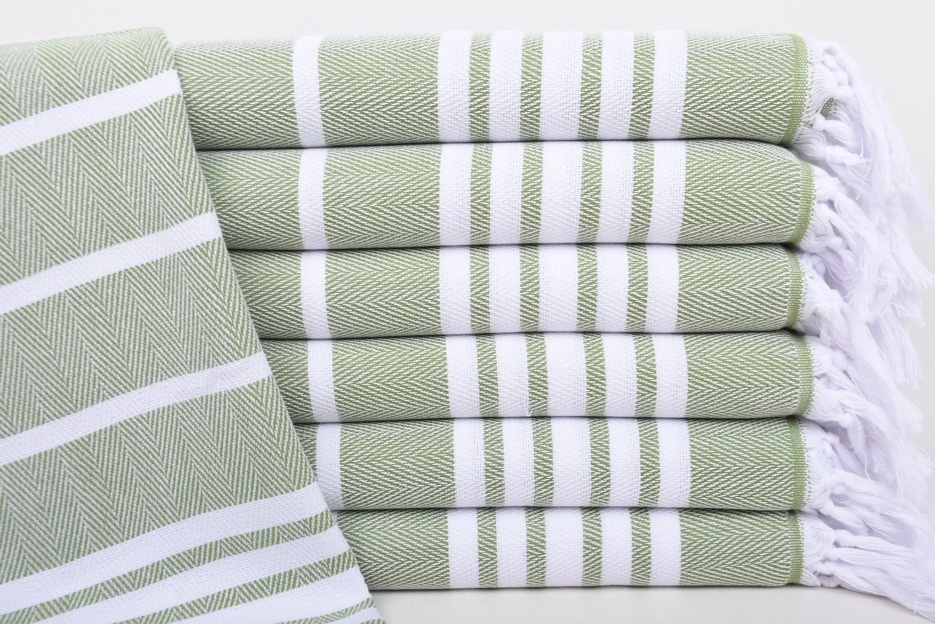 Bridesmaid Olive Green Zig Zag Dish Towel, 40x20 Inches, Organic Cotton - 1
