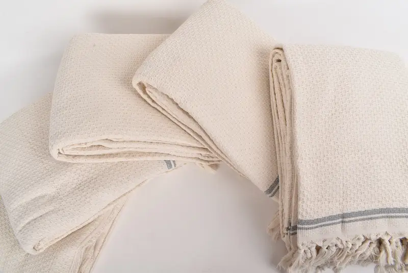 Throw Blanket, Personalized Bridesmaid Gift, 94x92 Cotton Striped Towel, Turkish Blanket Queen, Turkish Blanket, Woven Blanket, Aesthetic Blanket - 4