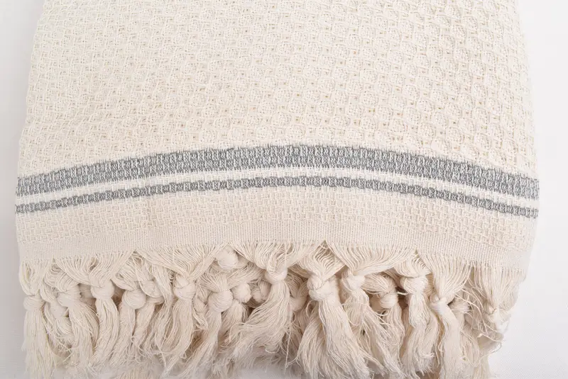 Throw Blanket, Personalized Bridesmaid Gift, 94x92 Cotton Striped Towel, Turkish Blanket Queen, Turkish Blanket, Woven Blanket, Aesthetic Blanket - 5