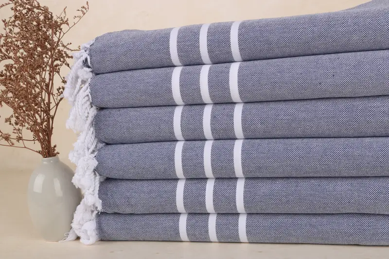 Monogram Plaj Havlusu Türk Lacivert Çizgili Havlu 40x71 İnç