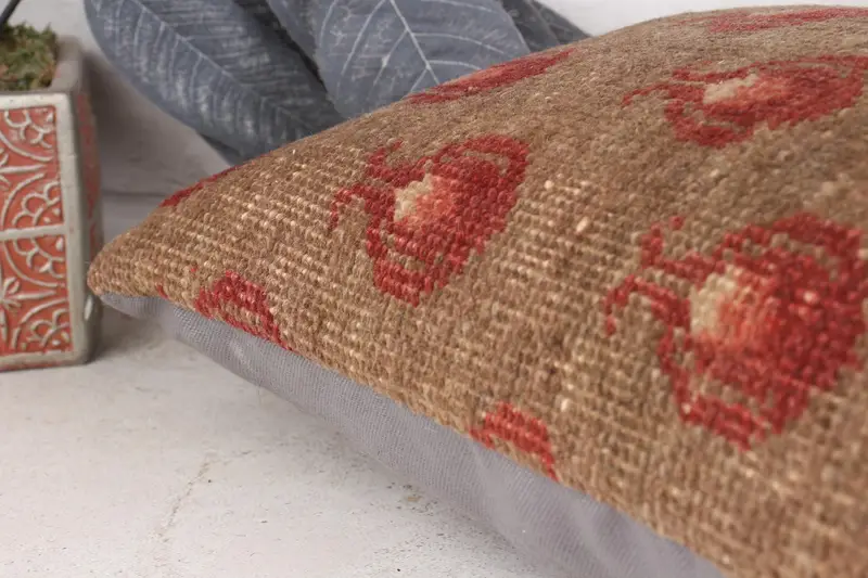 Handwoven Pillow Cover Pillow Case, 12x20 Brown Pillow, Comfy Throw Pillow, Boho Pillow, Antique Pillows, Pillow for Sofa, Pillow Sham - 7
