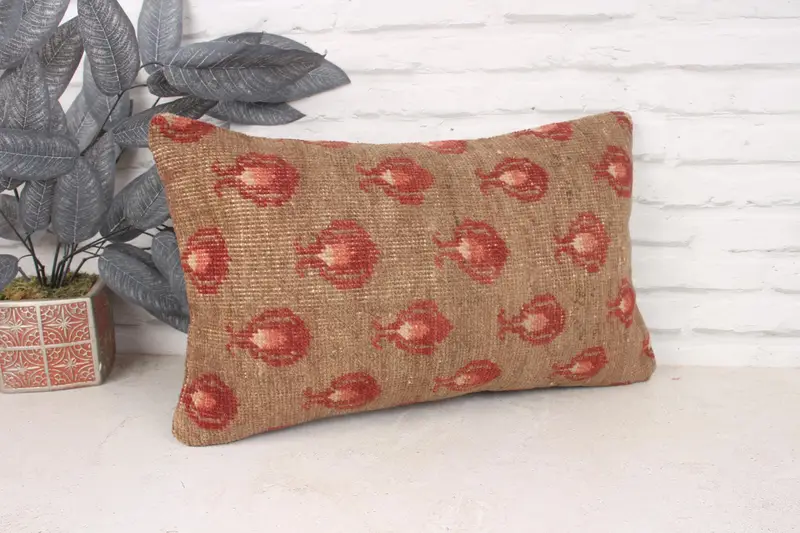 Handwoven Pillow Cover Pillow Case, 12x20 Brown Pillow, Comfy Throw Pillow, Boho Pillow, Antique Pillows, Pillow for Sofa, Pillow Sham - 3