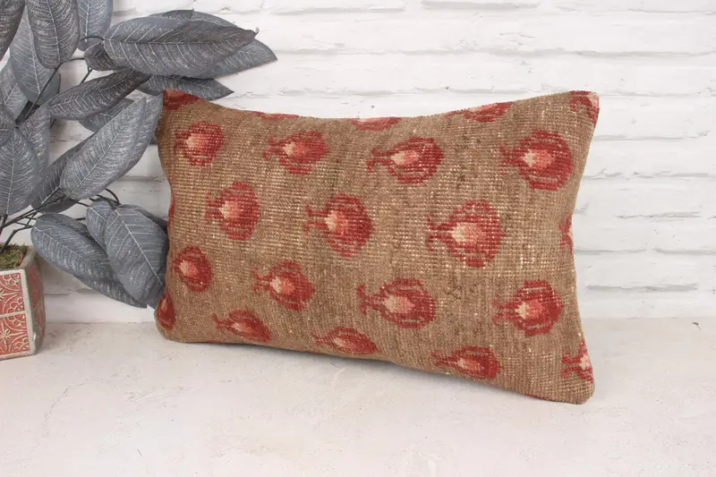 Handwoven Pillow Cover Pillow Case, 12x20 Brown Pillow, Comfy Throw Pillow, Boho Pillow, Antique Pillows, Pillow for Sofa, Pillow Sham - 4