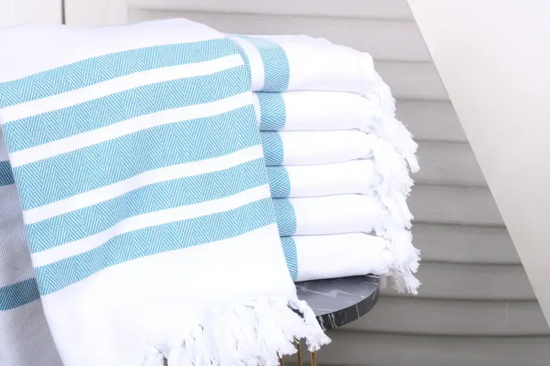 Petrol Blue Chevron Beach Towel Monogram, 40x71 Inches