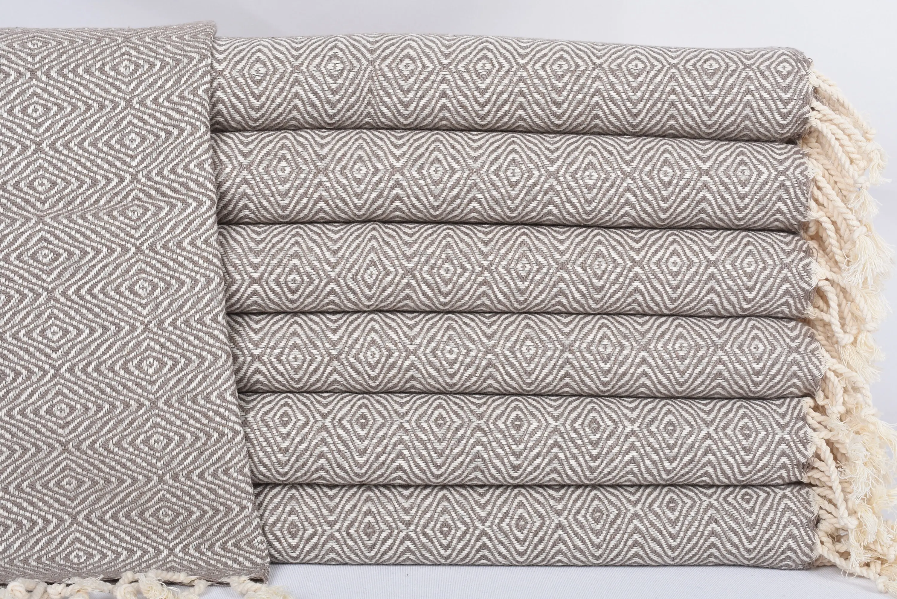 Personalized Brown Zigzag Diamond Dish Towel, 36x18 Inches - 1